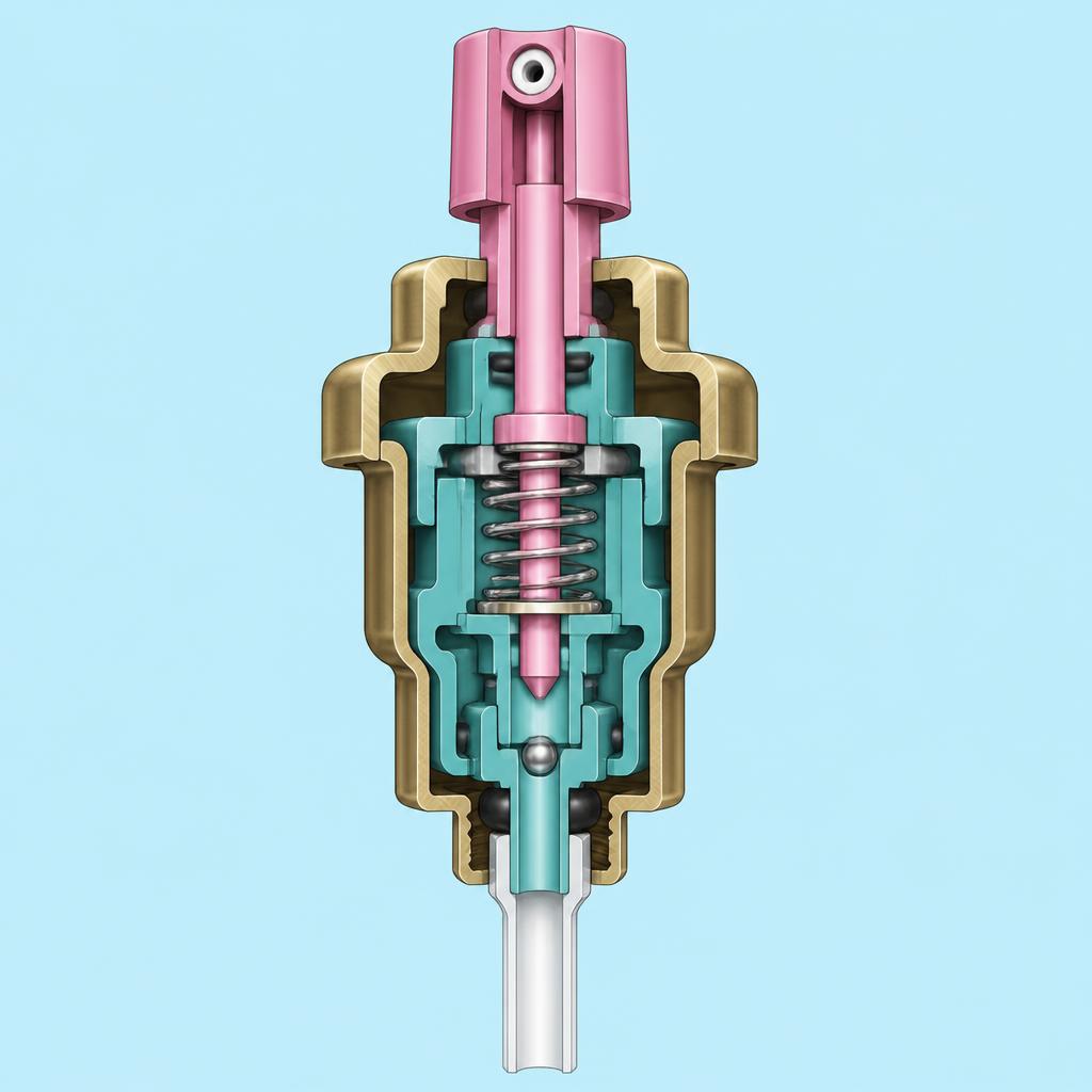 Metered dose aerosol valve cutaway