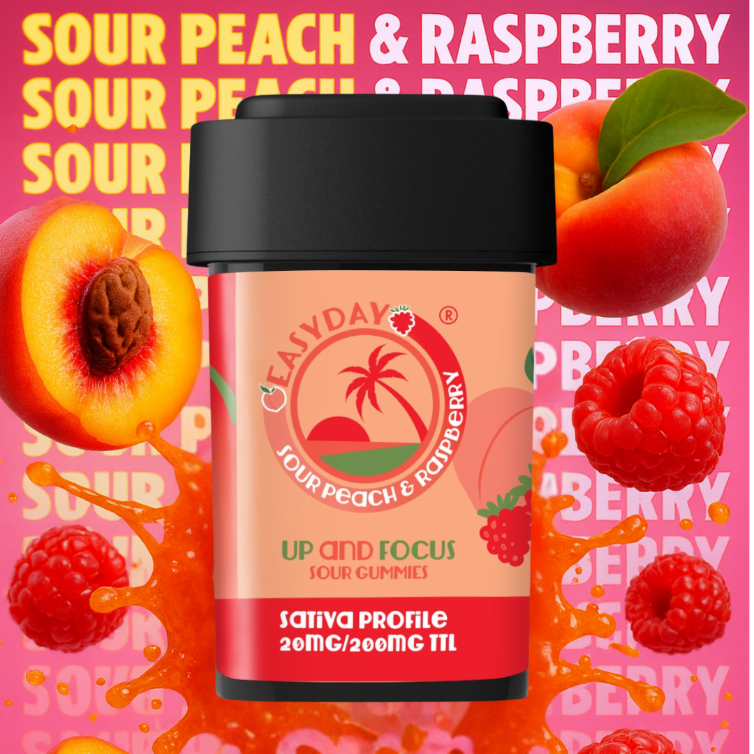 Sour Peach Raspberry Up & Focus | Easyday Edibles